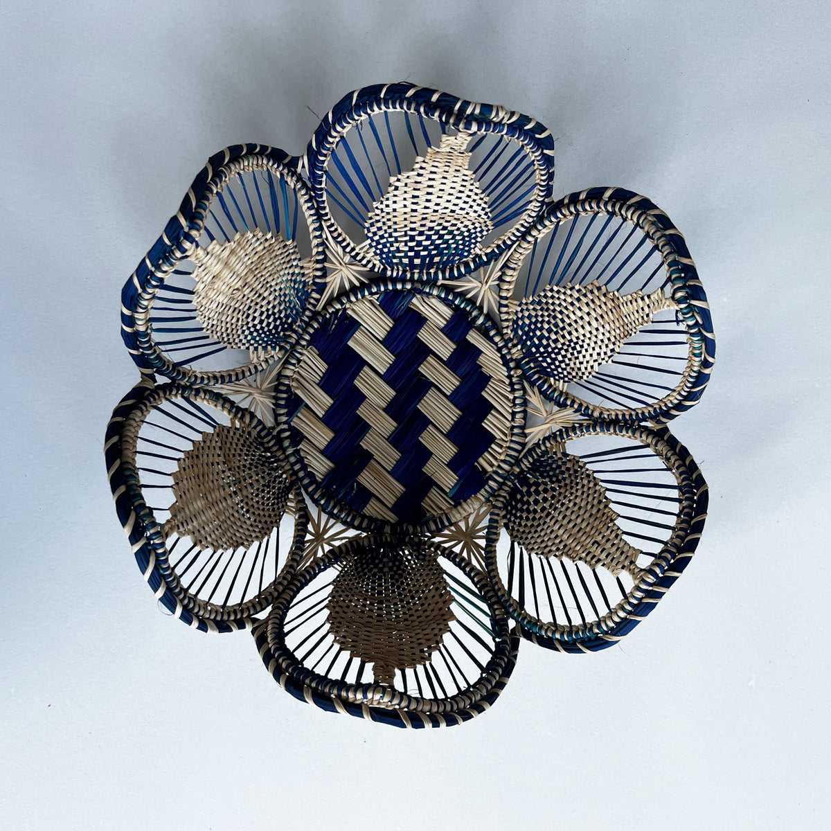 Handmade Breadbasket, Blue Leaves