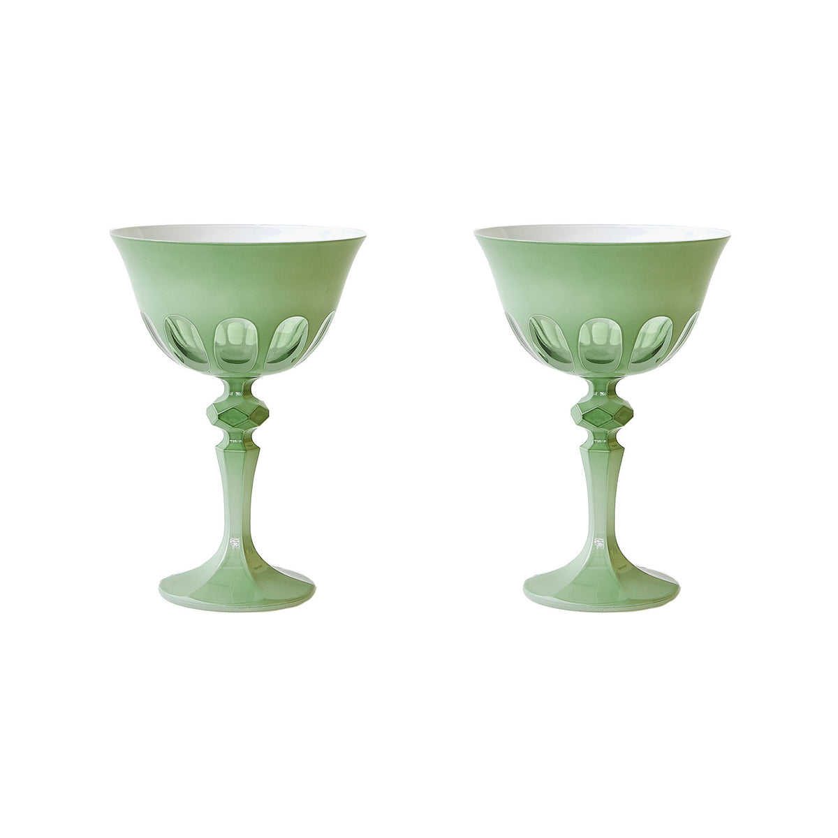Rialto Glass Coupe Pale Sage, Set of 2
