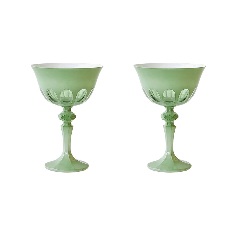 Rialto Glass Coupe Pale Sage, Set of 2