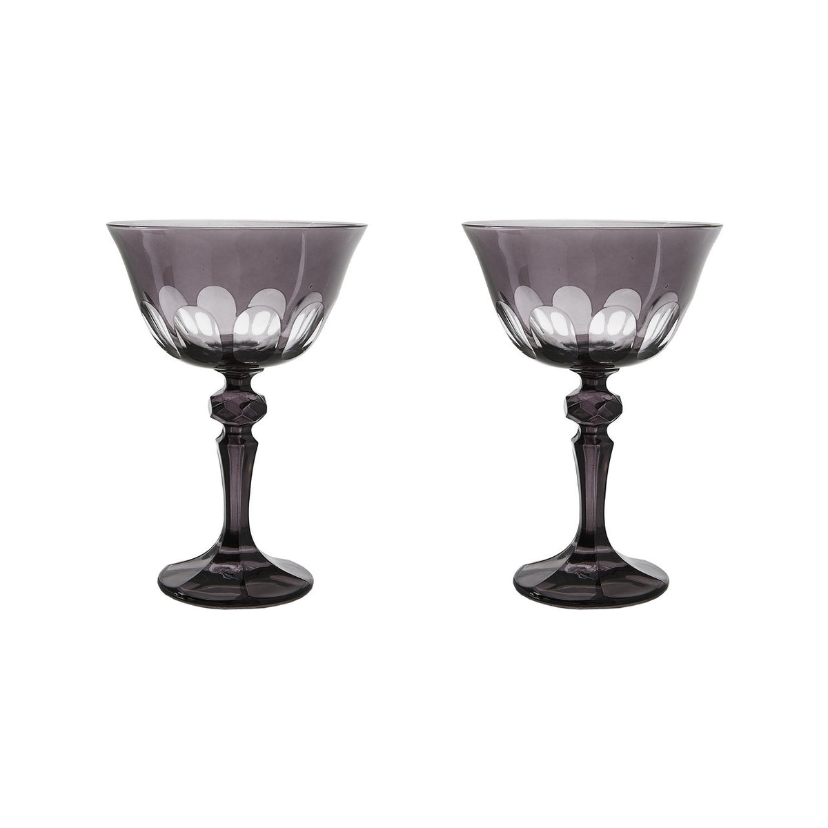 Rialto Glass Coupe Smoke, Set of 2