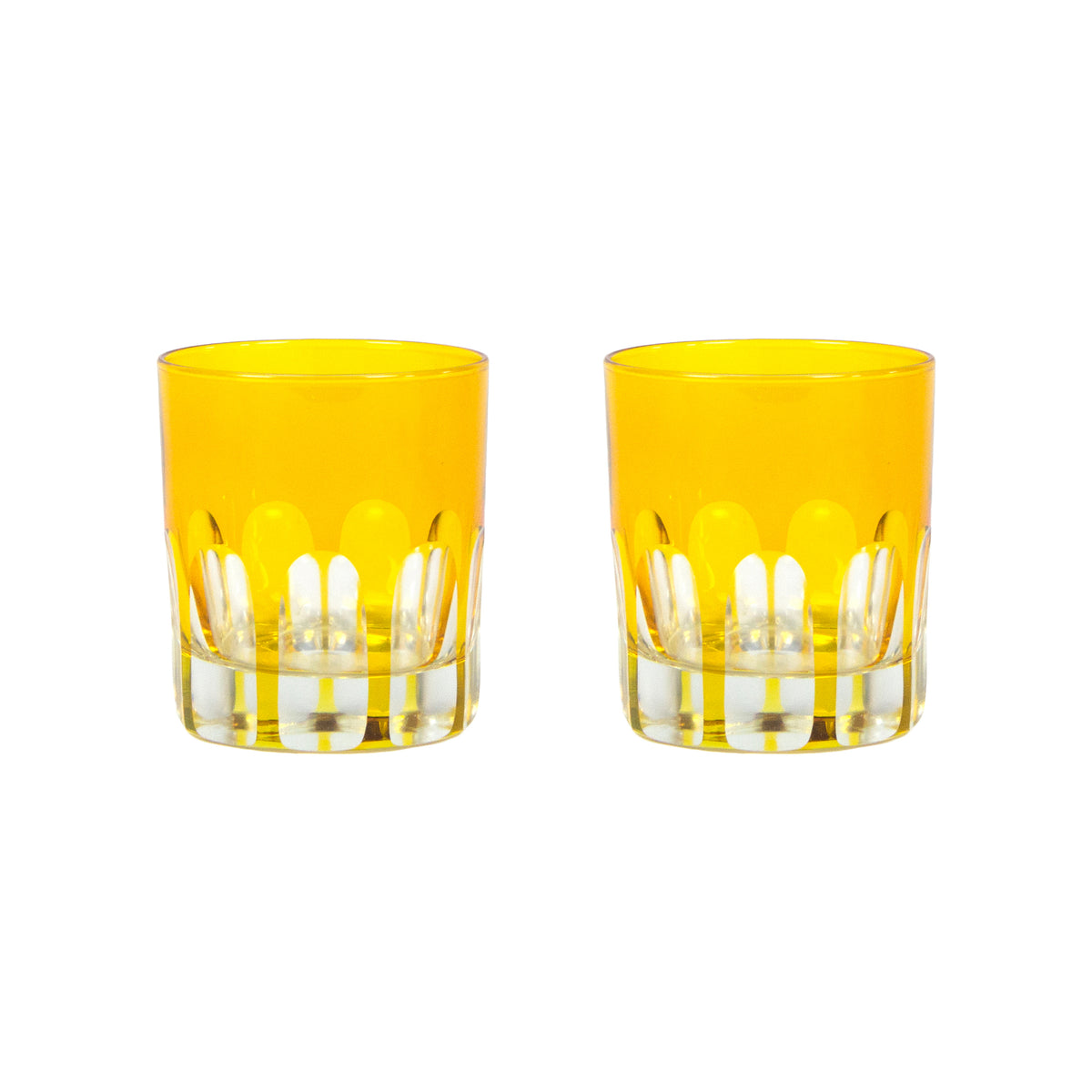 Rialto Glass Old Fashion Ginger, Dark Yellow, Set of 2