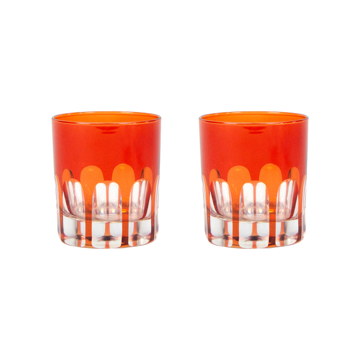 Rialto Glass Old Fashion Lolita, Dark Red, Set of 2 