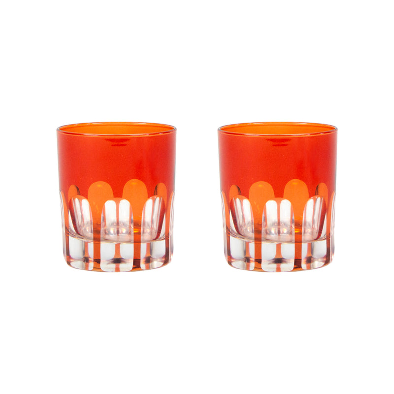 Rialto Glass Old Fashion Lolita, Dark Red, Set of 2 