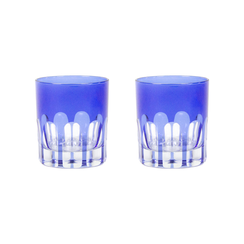 Rialto Glass Old Fashion Moon Glow, Dark Blue, Set of 2