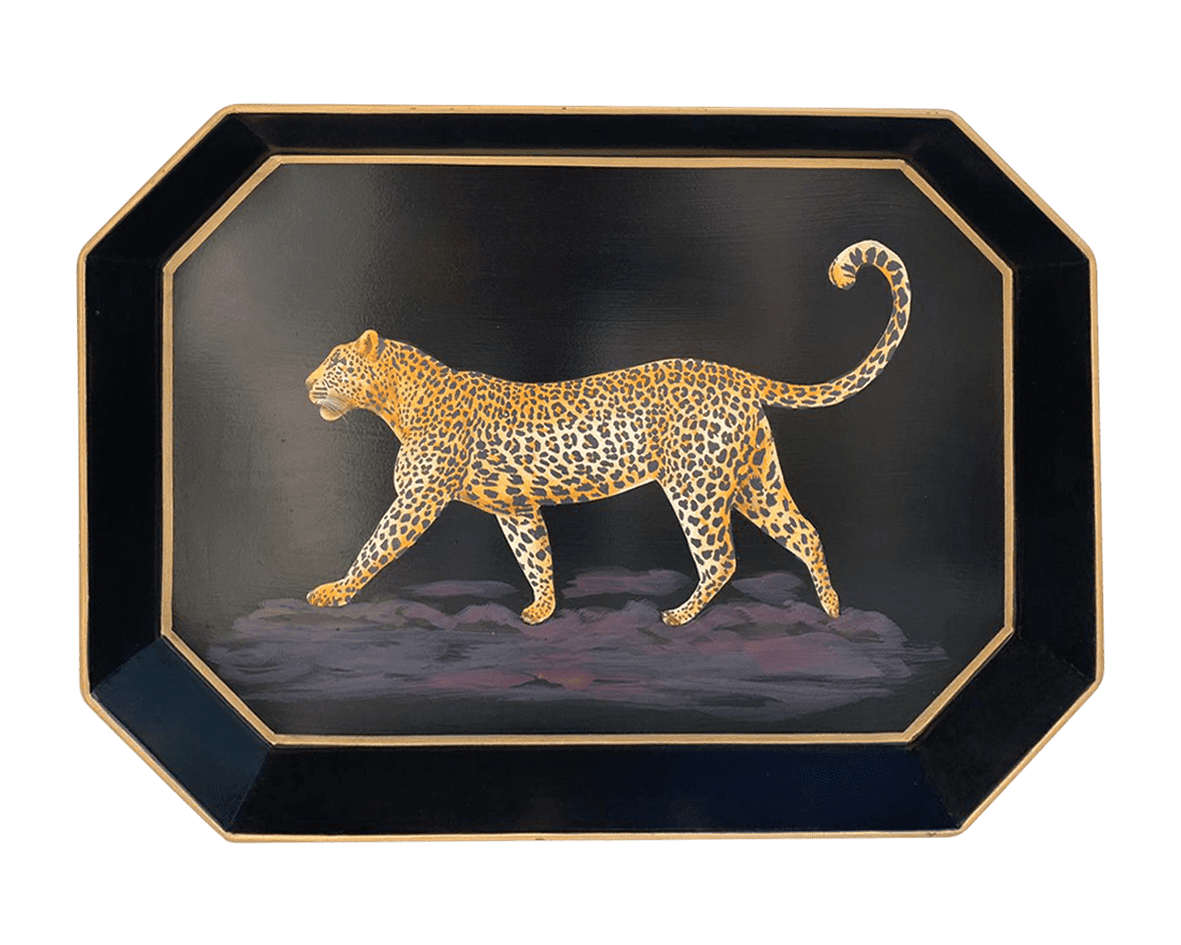 Fauna Handpainted Iron Tray, Leopard