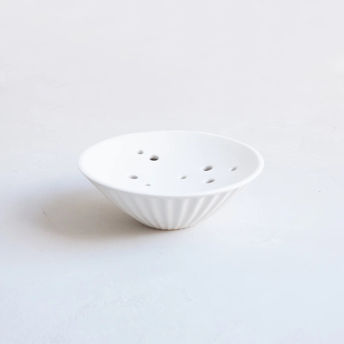 Ceramic Pleated Flower Frog Vase