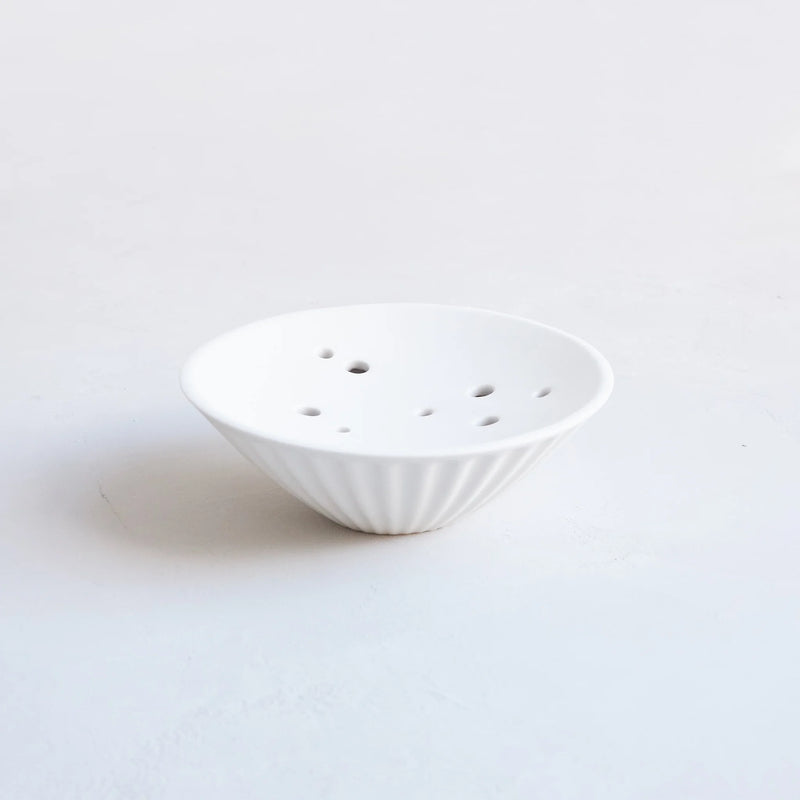 Ceramic Pleated Flower Frog Vase