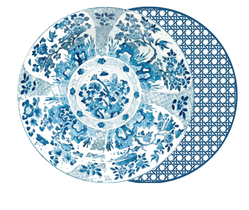 Round Two Sided Matt Beshears Canton And Hsh Cadet Blue Cane Placemat (Set of 4)