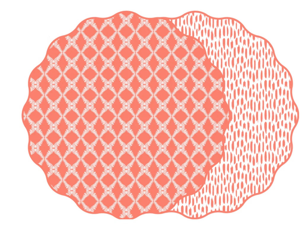 Scallop Two Sided Placemat Cotton & Quill Trellis (Set of 4)