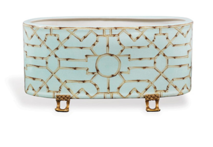 Scalamandre Baldwin Blue oval planter 