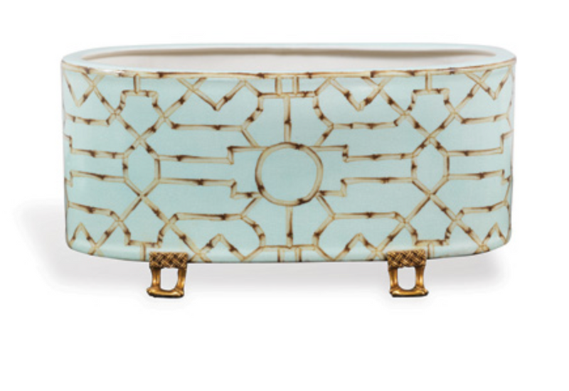 Scalamandre Baldwin Blue oval planter 