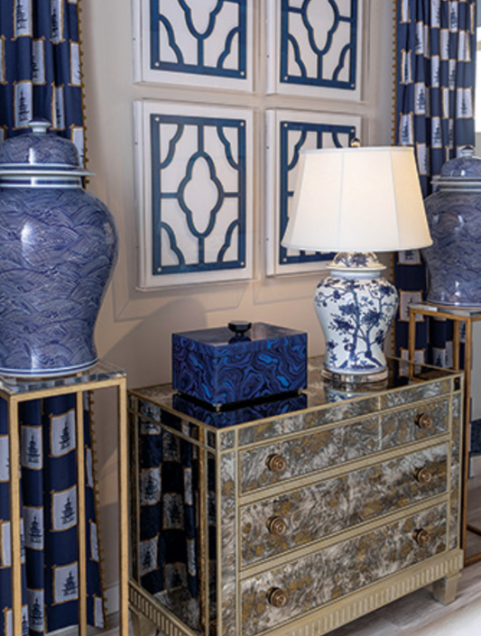 GEORGIA BLUE LAMP 31"H