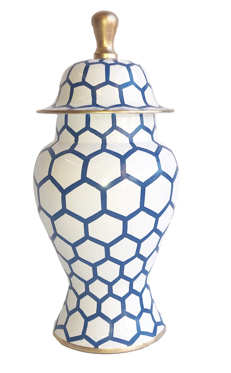 Dana Gibson Blue Mesh Ginger Jar, Small