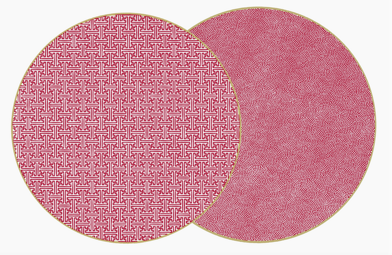 Round Two Sided Sayagata Placemat Burgundy (Set of 4)