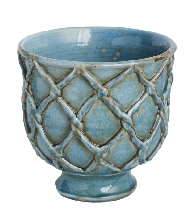 Vinci Criss Cross Planter, French Blue, Small