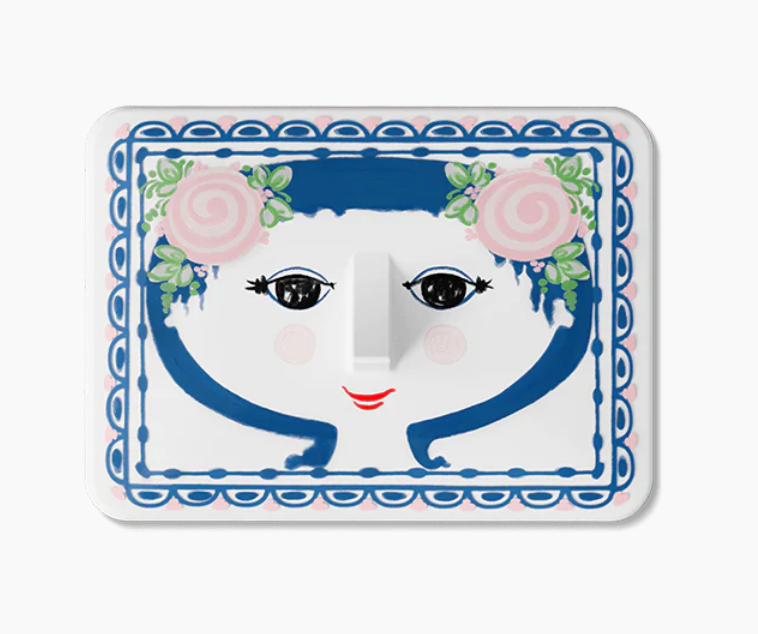Bjørn Wiinblad Dora Bonbonniere, Blue, H: 3.1"