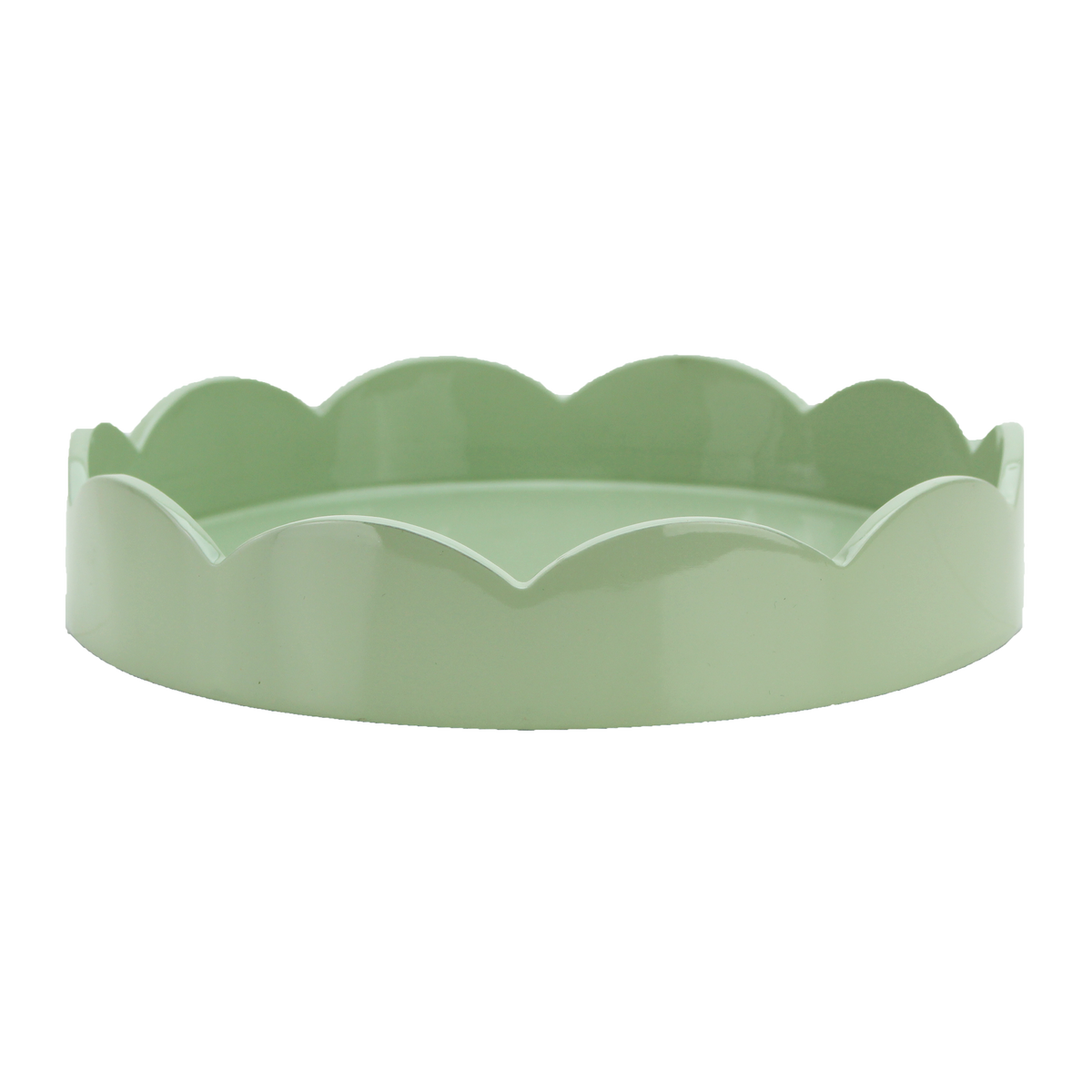 Scalloped Small Round Tray Sage