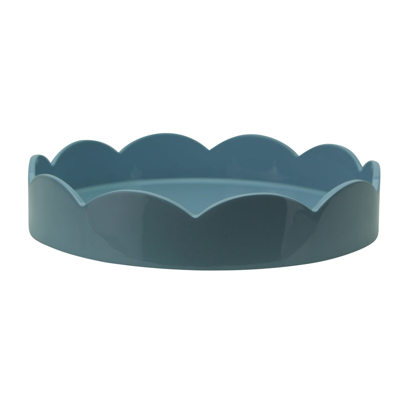 Scalloped Small Round Tray Pale Denim
