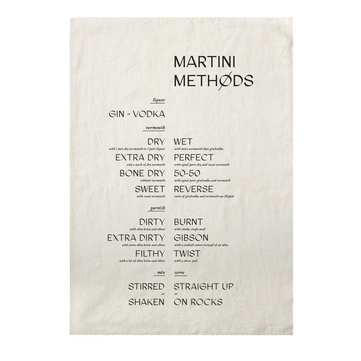 Martini Method Pure Linen Tea Towel