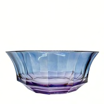 Faceted Purple-To-Blue Crystal Salad Bowl
