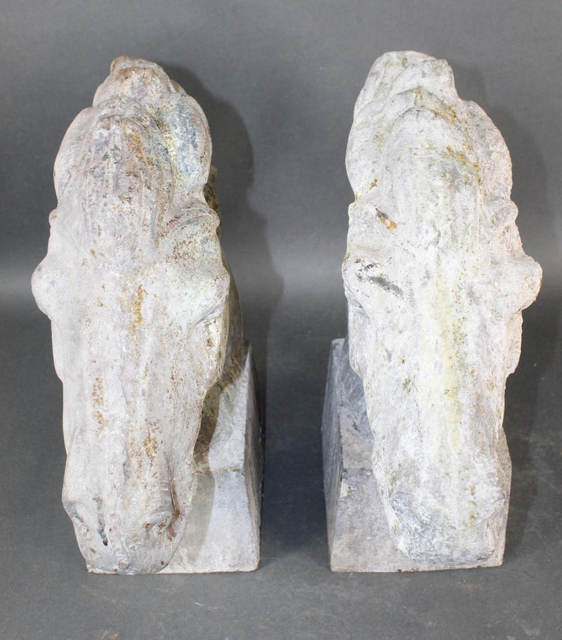 Pair Of Cast Iron Horse Head Statues