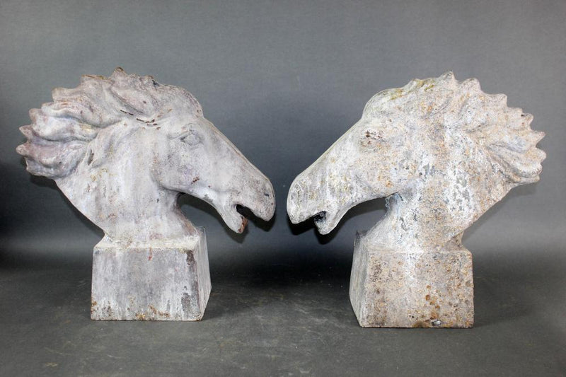 Pair Of Cast Iron Horse Head Statues