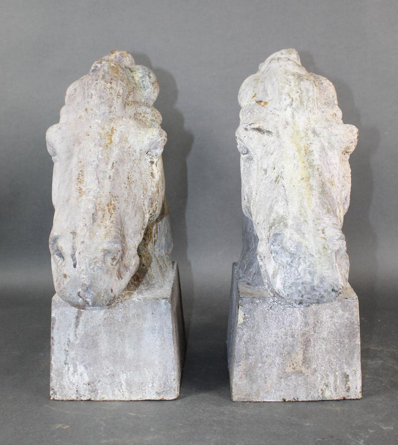 Pair Of Cast Iron Horse Head Statues