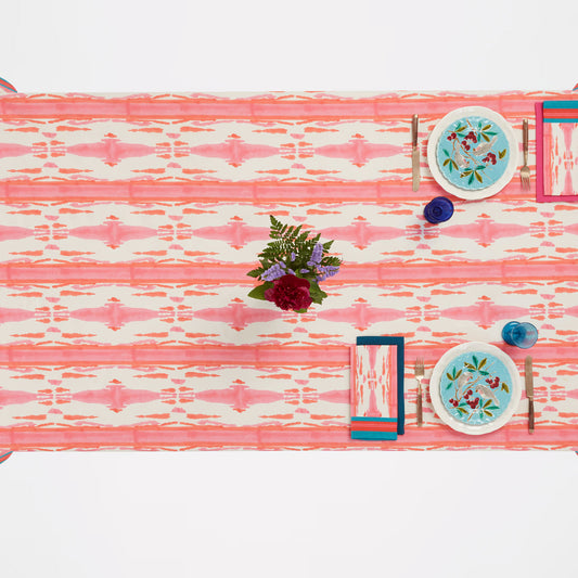 Flame Design Pink Rectangular Tablecloth