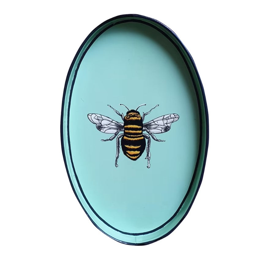 Fauna Light Blue Handpainted Iron Tray