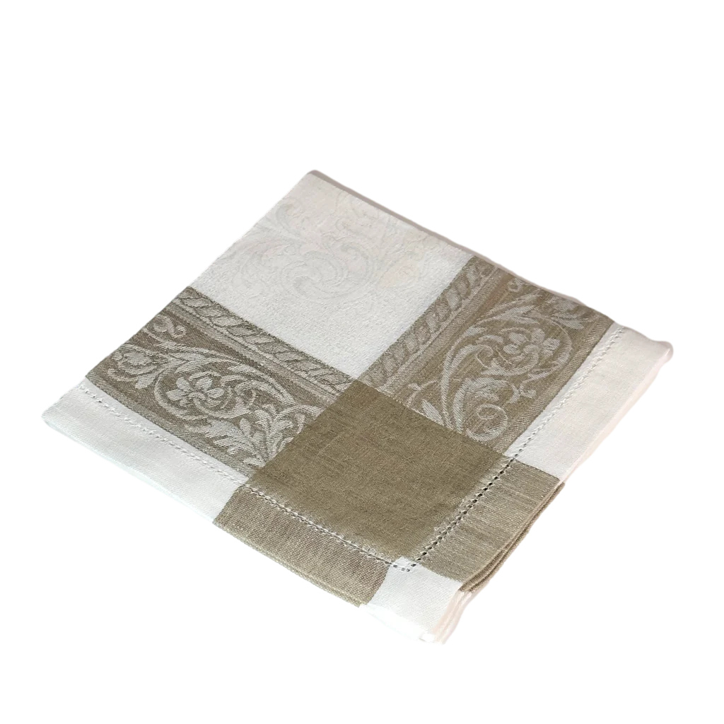 White And Tan Napkin (Set of 6)