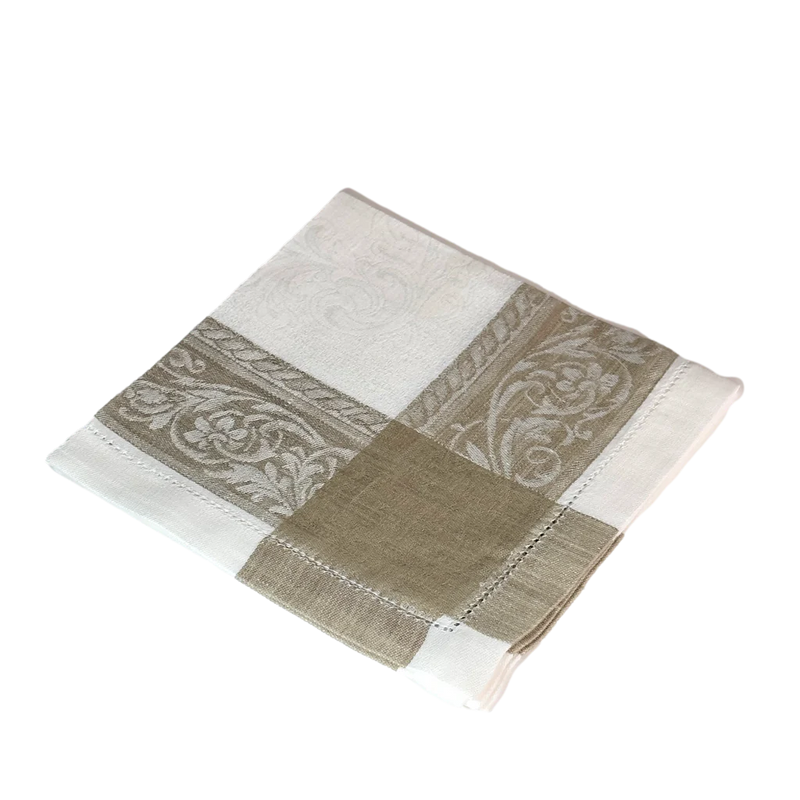 White And Tan Napkin (Set of 6)